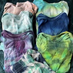 Hand tie dyed onesies and pants 24 months